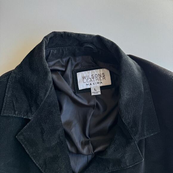 Vintage 90s Wilsons Leather Maxima Black Suede Jacket Blazer Size L - Picture 4 of 5